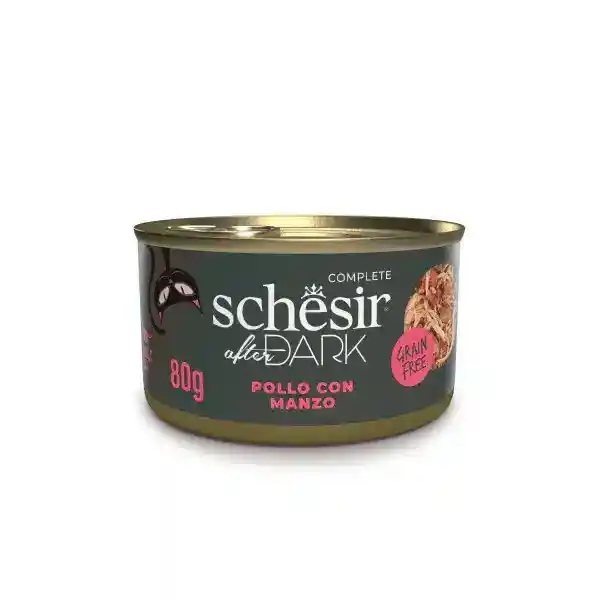 کنسرو گربه شسیر سری افتر دارک با طعم مرغ و گوشت در آبگوشت
